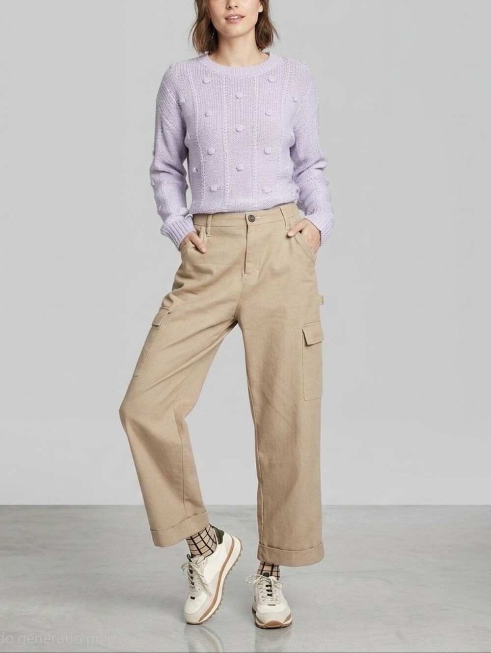 Sandy Liang Beige Wide-Leg Cargo Pants
